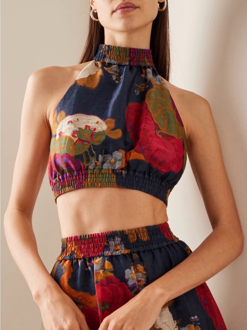 VGUC SIR Bonita Linen-Silk Cropped Halter Top Sz 2 (M)